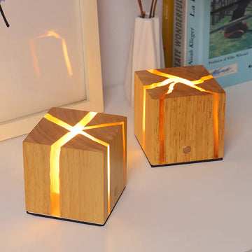 Cube Wooden Table Lamp